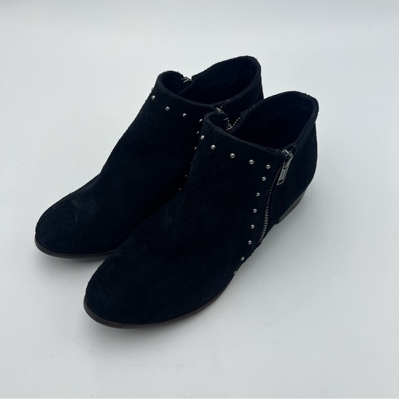 Minnetonka Boots Womens Size 9 Black Suede Studded Leather Ankle Booties Zips DG - Picture 1 of 8